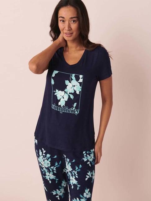 la vie en rose blue printed t-shirt