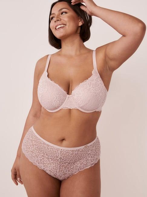 la vie en rose pink lace work demi cup bra