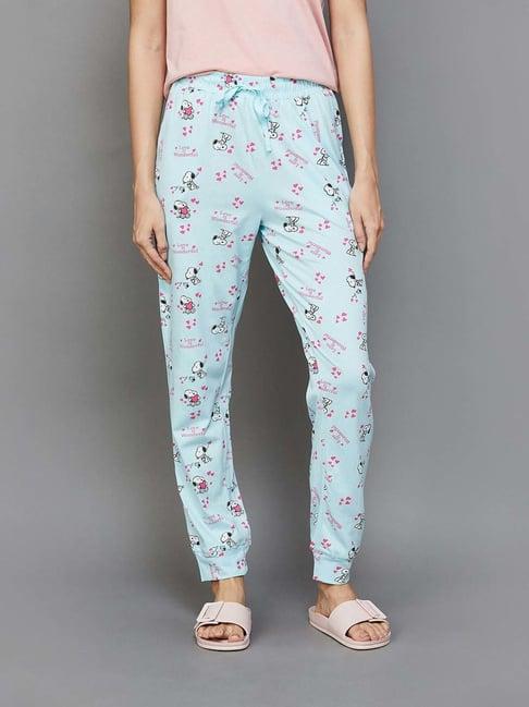 ginger by lifestyle blue cotton printed pyjamas