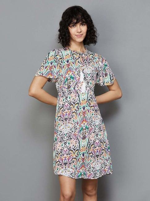 fame forever by lifestyle multicolored printed a-line dress