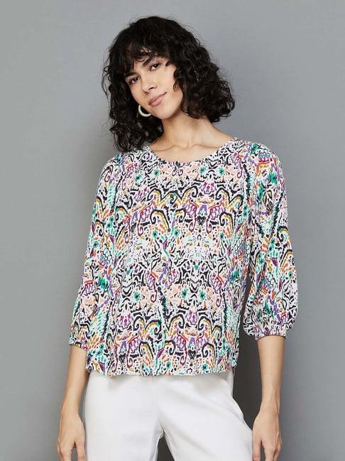 fame forever by lifestyle multicolored printed top