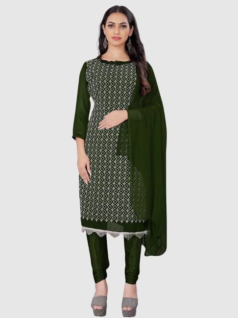 apnisha green embroidered unstitched dress material