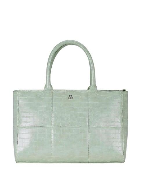 united colors of benetton viola green textured medium handbag