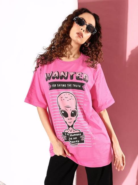 difference of opinion fuchsia cotton graphic oversized t-shirt