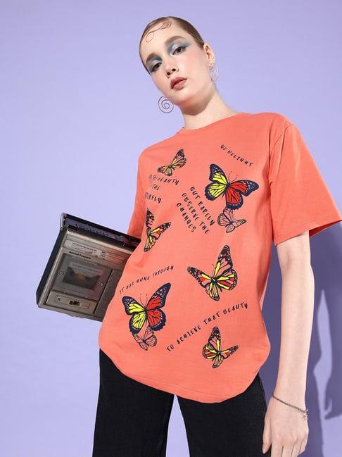 dillinger coral cotton graphic oversized t-shirt