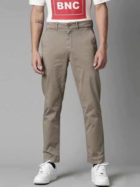 breakbounce khaki slim fit chino trousers