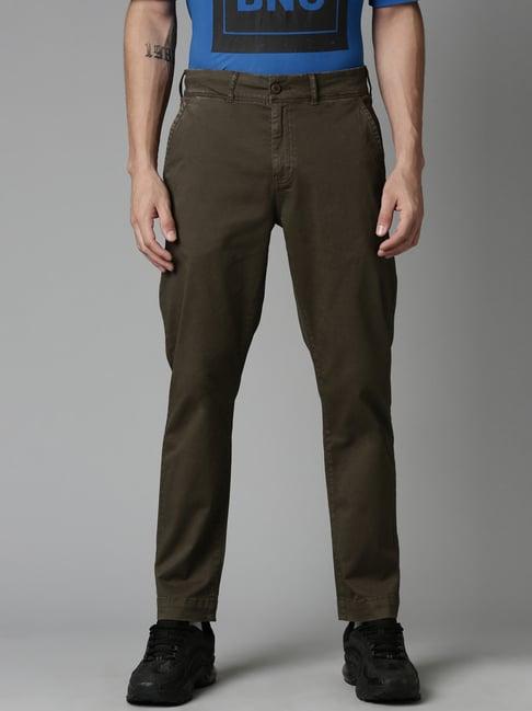 breakbounce dark olive slim fit chino trousers