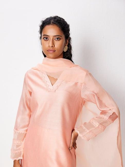 ancestry peach dupatta