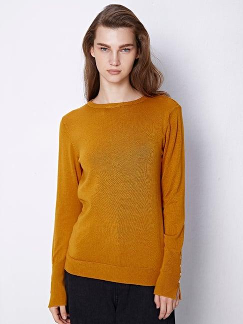 cover story yellow regular fit sweater