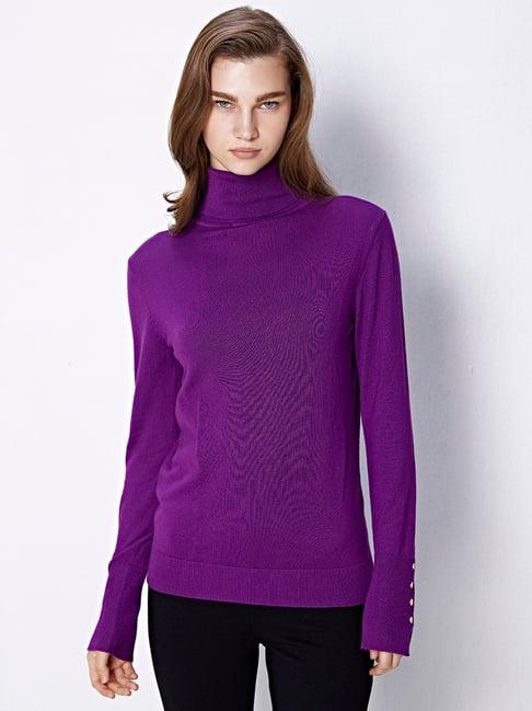 cover story purple regular fit sweater