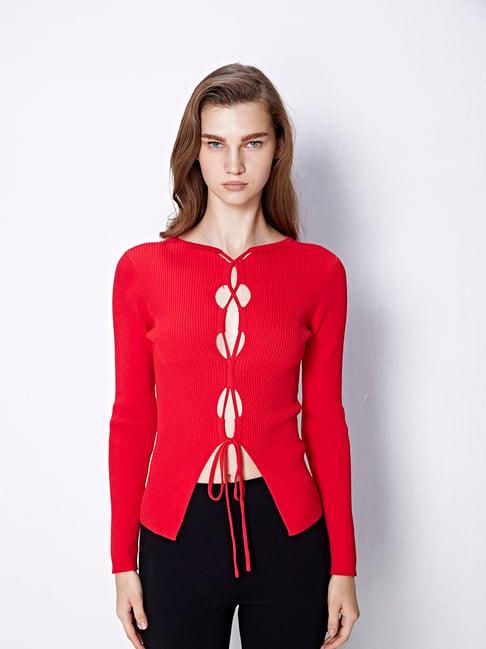 cover story red regular fit sweater