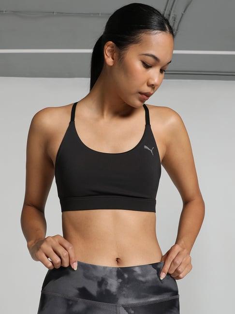 puma black plain training bra