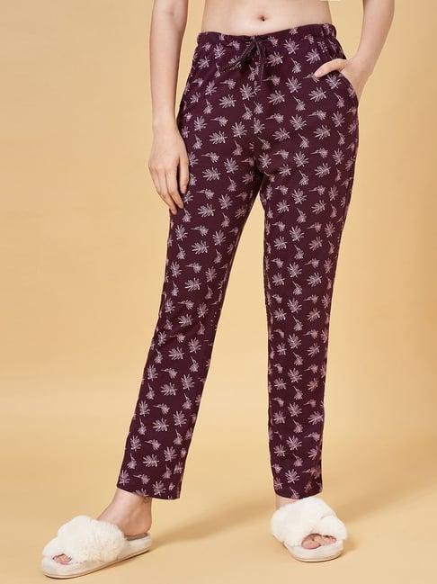 dreamz by pantaloons wine cotton printed pyjamas