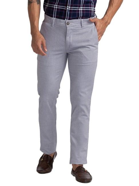 parx dark grey tapered fit self pattern trousers