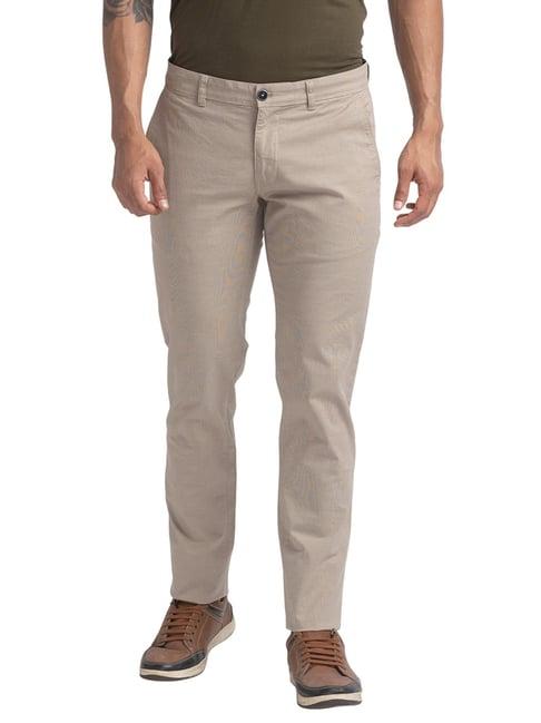 parx dark khaki tapered fit self pattern trousers