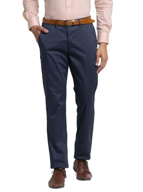 park avenue fancy blue super slim fit printed trousers