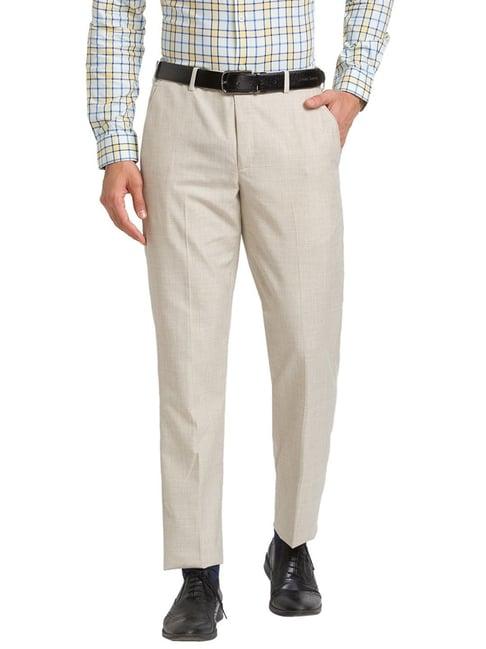 park avenue medium khaki super slim fit trousers