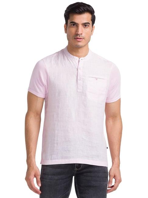 parx light red cotton regular fit henley t-shirt