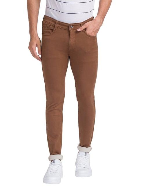 park avenue brown super slim fit jeans