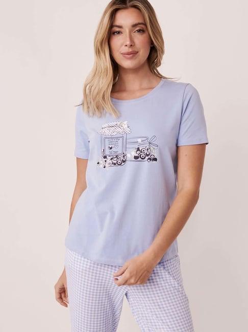 la vie en rose blue cotton printed t-shirt