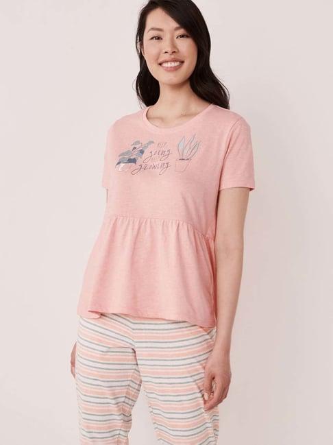 la vie en rose pink cotton printed top