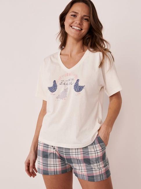 la vie en rose white cotton printed t-shirt