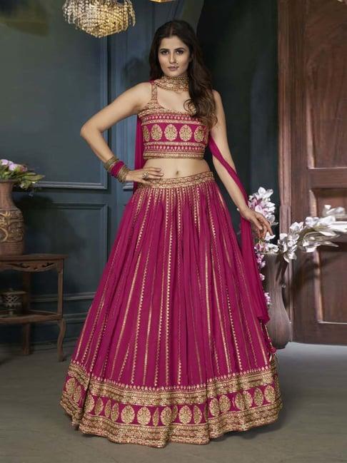 dresstive pink embroidered stitched lehenga choli set with dupatta