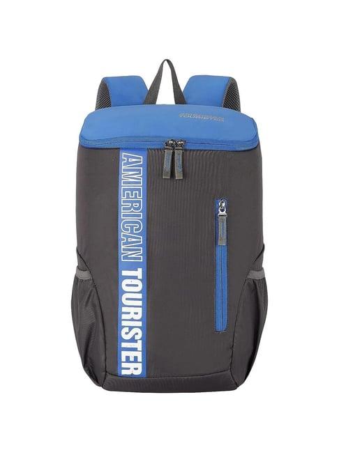 american tourister pix grey & blue medium backpack