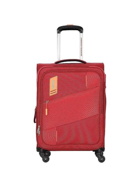 american tourister spruce red textured soft cabin trolley bag - 59 cm