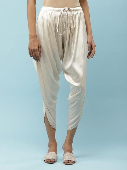 aarke ritu kumar white mid rise regular fit dhoti pants