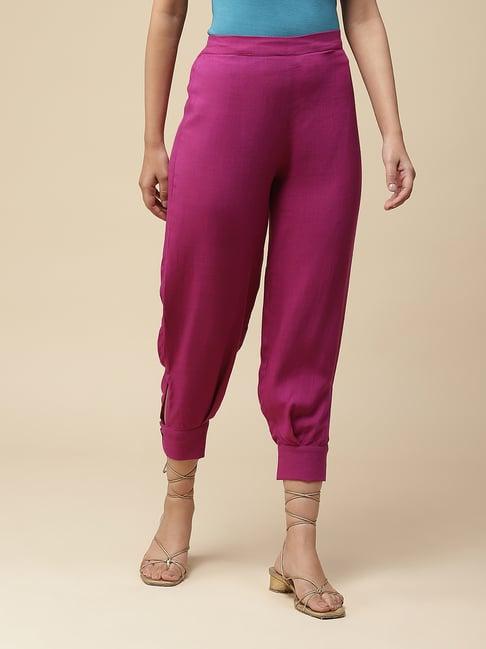 aarke ritu kumar purple mid rise regular fit pants