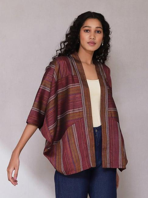 aarke ritu kumar maroon striped shrug