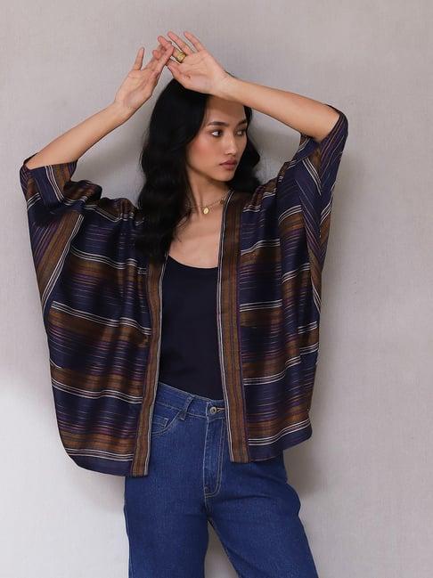 aarke ritu kumar blue striped shrug