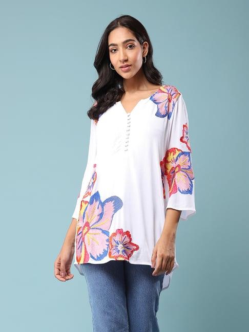 aarke ritu kumar white embroidered tunic