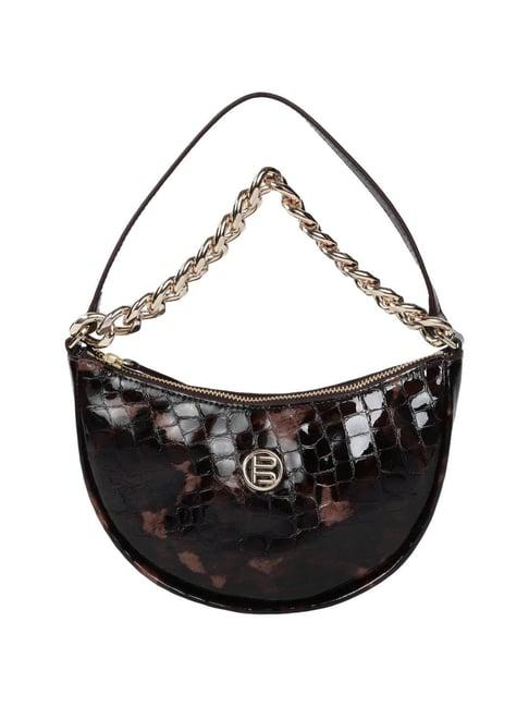 bagatt barletta dark brown textured small hobo handbag