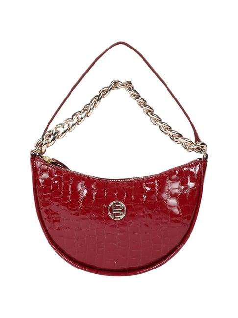 bagatt barletta red textured small hobo handbag