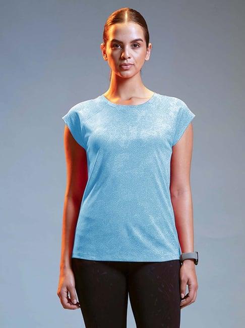 lyra turquoise self pattern sports t-shirt