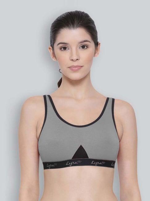 lyra grey cotton sports bra