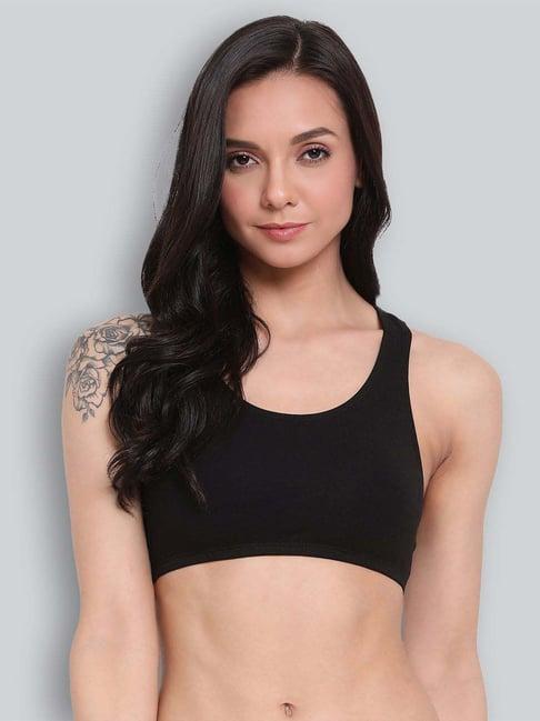 lyra black cotton sports bra