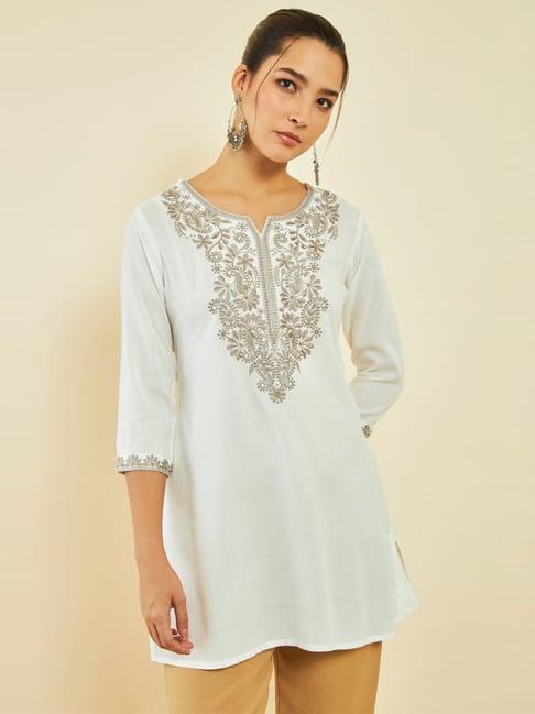 soch off-white embroidered tunic