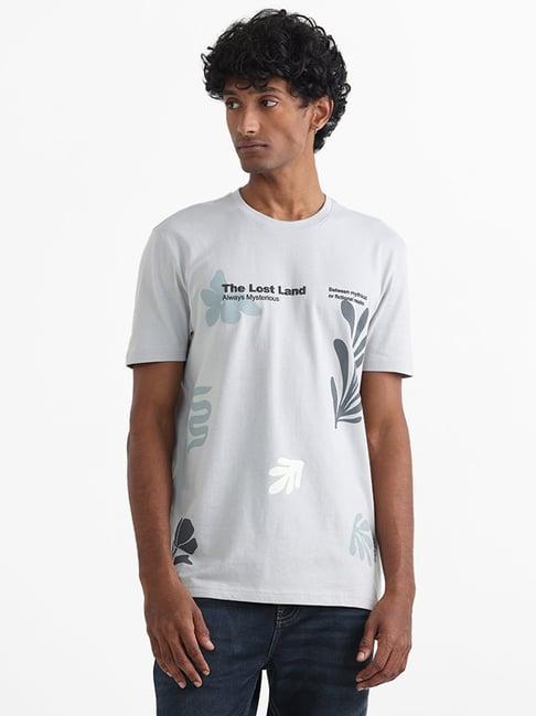 nuon by westside grey printed slim fit zam t-shirt