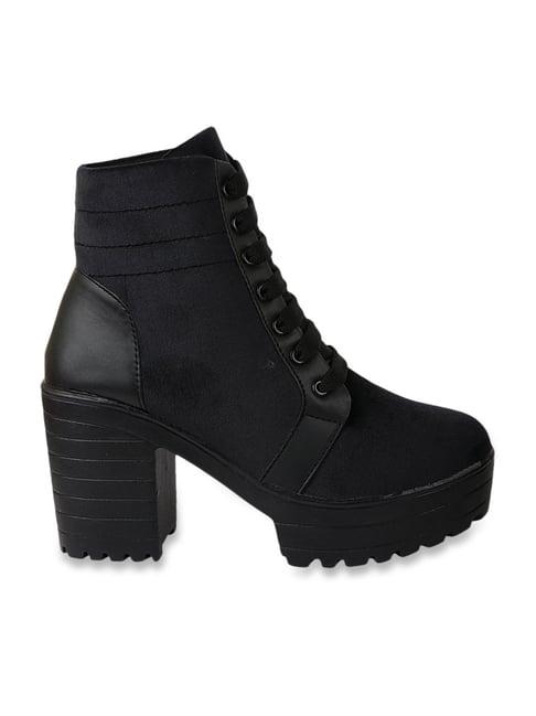 shoetopia women's black derby boots