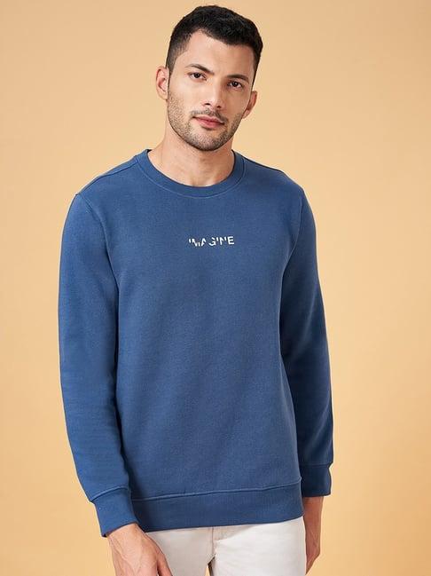 byford by pantaloons blue slim fit printed sweatshirt