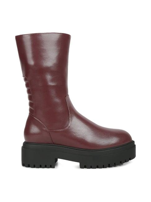 london rag women's burgundy casual boots