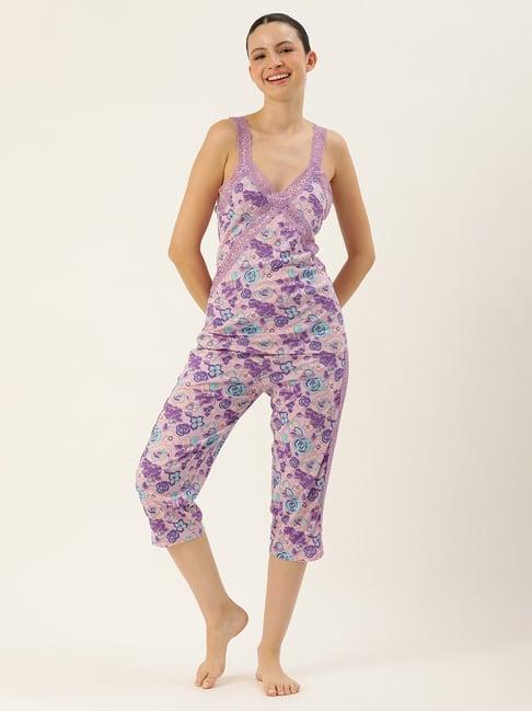 slumber jill lilac printed top with capris