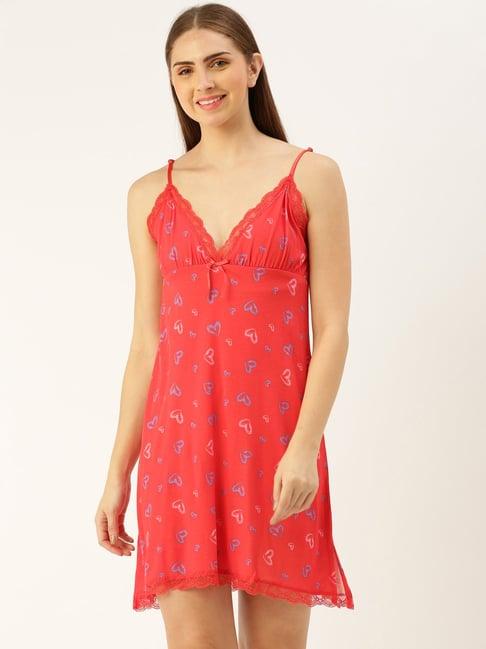 slumber jill red printed night dress