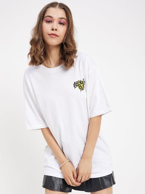 color capital white cotton graphic print oversized t-shirt