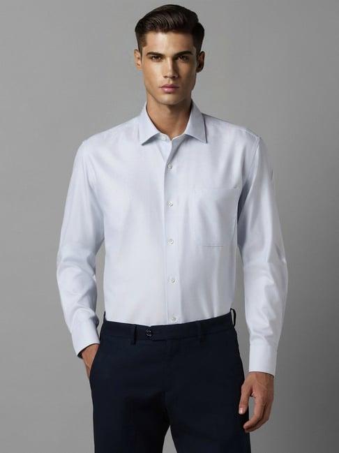 luxure by louis philippe grey cotton regular fit self pattern shirt