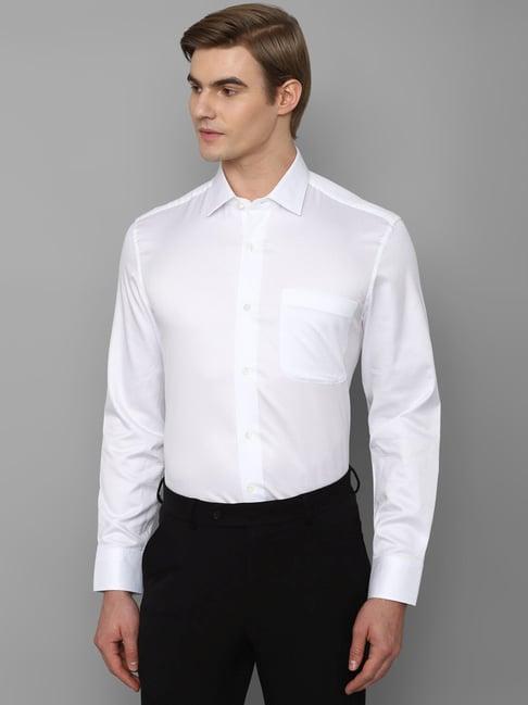 luxure by louis philippe white cotton slim fit printed shirt