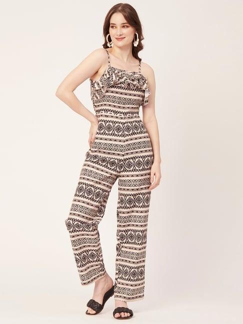 moomaya beige & black printed jumpsuit